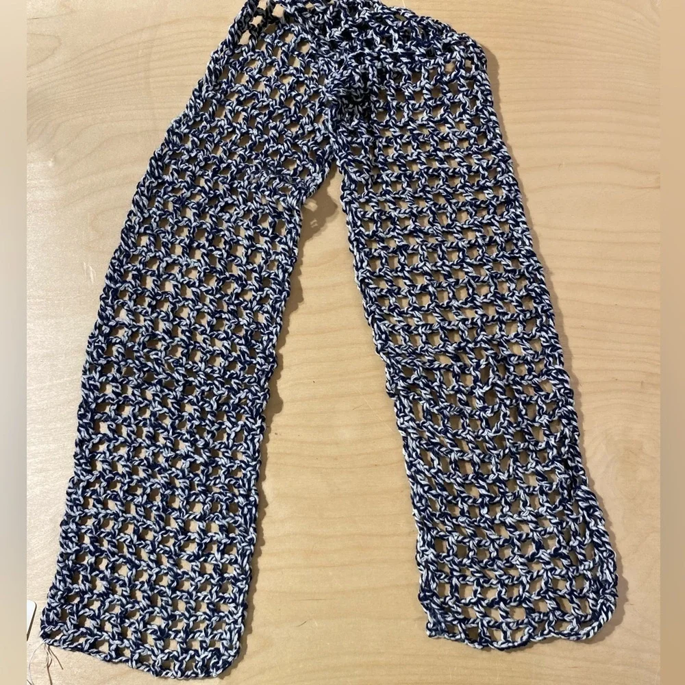 Handmade Crochet Scarf in Black and White (OS)